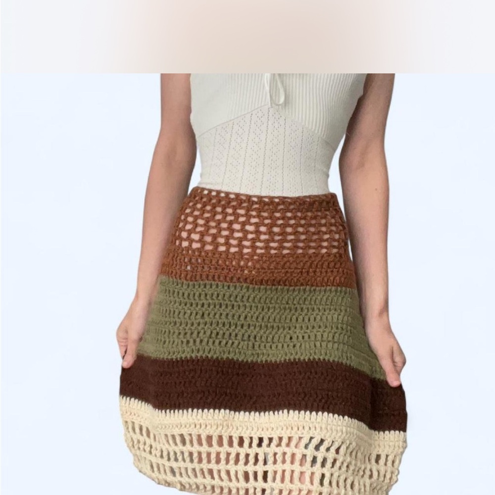 Elegant Crochet Midi Skirt in Earth Tones
